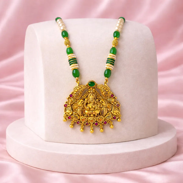 925 Silver Gold plated Lakshmi Beaded Necklace