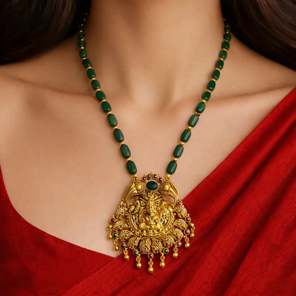 925 Silver Gold Plated Lakshmi Pendant Chain