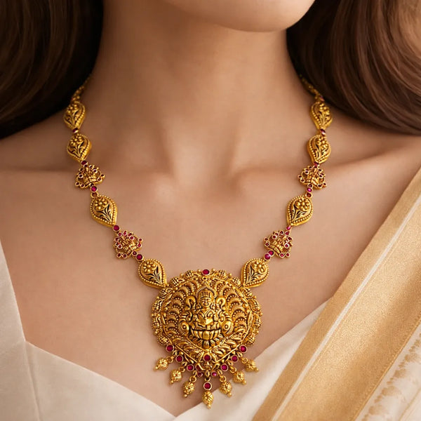 925 Silver Gold plated Lakshmi Pendant Haar