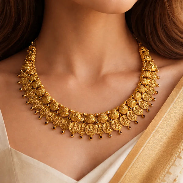 925 Silver Gold Plated Temple Coin Necklace
