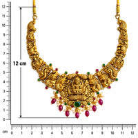 Silver Gold-Polish Temple Lakshmi Haar for Women Frolic Jewels