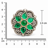 Silver Green Floral Stone Ring for Women &  Girls Frolic Jewels