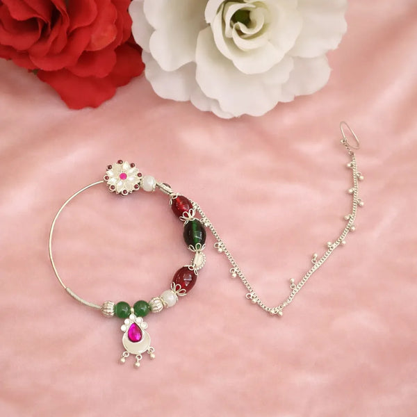 925 Silver Multicolor Beaded Traditional Nath