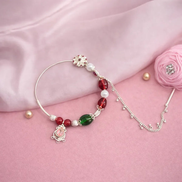 925 Silver Multicolor Floral Traditional Nath