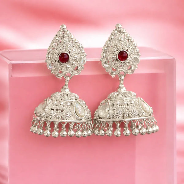 925 Silver Stone Jhumka Earrings