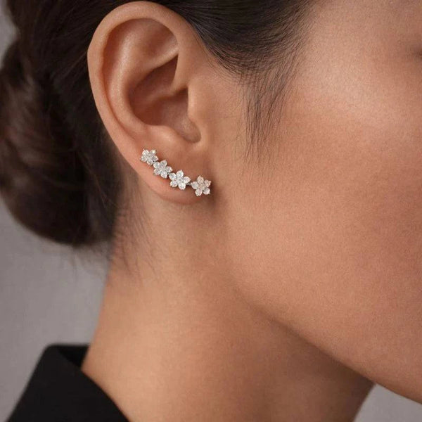 Silver Floral Cascade Drop Earrings