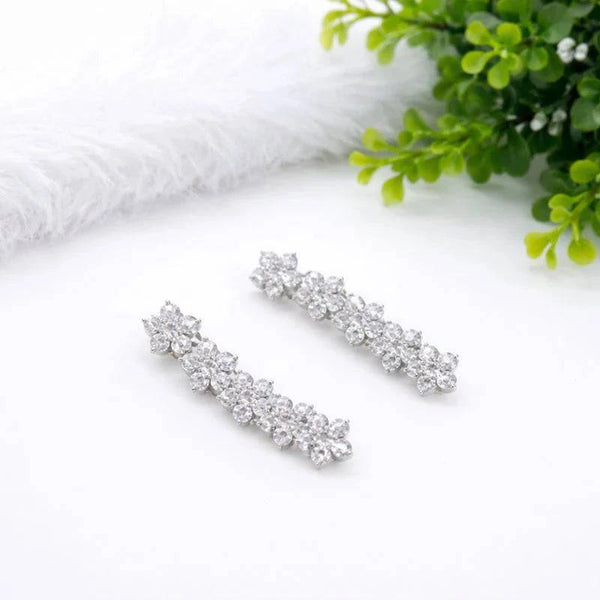 Silver Floral Cascade Drop Earrings