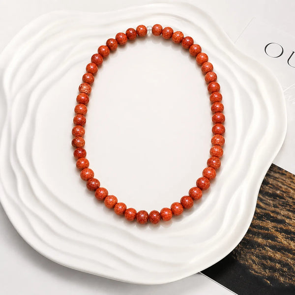 Sparkling Red Quartz Crystal Beaded Mala