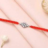 Sparkling Crystal Diamond Silver Rakhi for Raksha Bandhan by Frolic Jewels