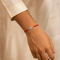 Sparkling Crystal Diamond Silver Rakhi for Raksha Bandhan by Frolic Jewels