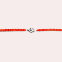 Sparkling Crystal Diamond Silver Rakhi for Raksha Bandhan by Frolic Jewels