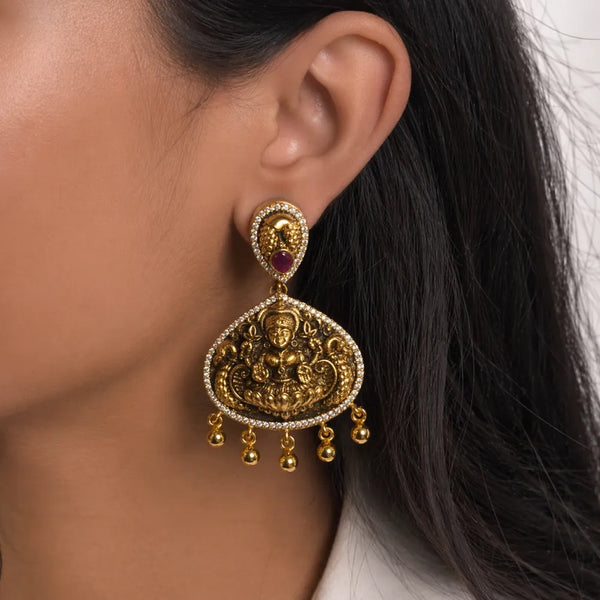 Temple Lakshmi Dual-Tone Earrings