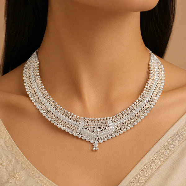 Traditional Elegance 925 Silver Necklace Set