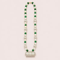 Traditional Green Pearl Beaded 925 Silver Jantar Necklace for Women by Frolic Jewels