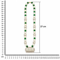 Traditional Green Pearl Beaded 925 Silver Jantar Necklace for Women by Frolic Jewels