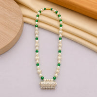 Traditional Green Pearl Beaded 925 Silver Jantar Necklace for Women by Frolic Jewels