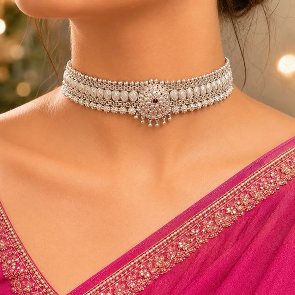 Traditional Silver Floral Guluband