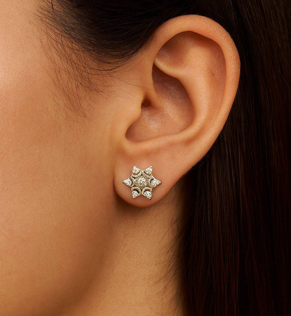 Silver Star zircon Stud Earrings