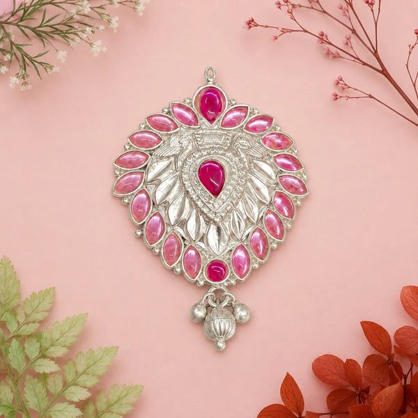 Royal Pink Stone Silver Pendant