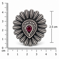 Oxidised Silver Ruby Drop Ring for Women Frolic Jewels