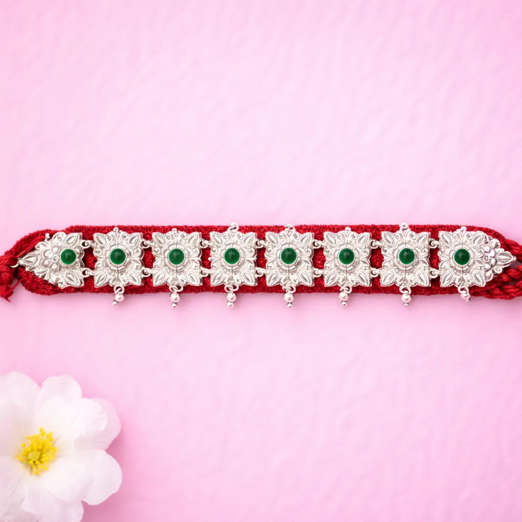 925 Silver Green Stone Guluband