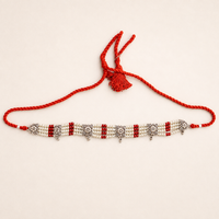 925 Silver Red & White Beaded Guluband