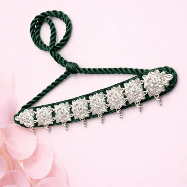 925 Silver Green Velvet Guluband