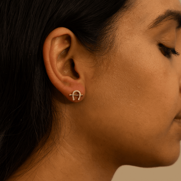 Silver Gold-Plated Horseshoe Stud Earrings
