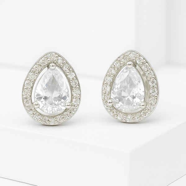 Silver Gold-Plated Floral Outline Stud Earrings
