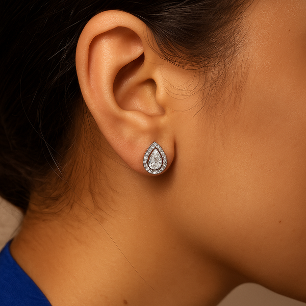 Silver Gold-Plated Floral Outline Stud Earrings
