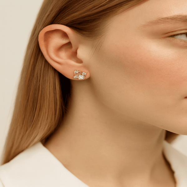 Gold-Plated Sparkle Cluster Stud Earrings in 925 Sterling Silver