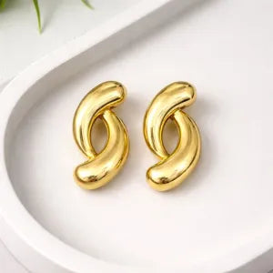 Anti-Tarnish Sculpted Curve Stud Earrings
